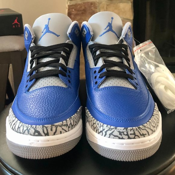 Jordan 3 Retro Varsity Royal Cement Deadstock - Picture 1 of 6
